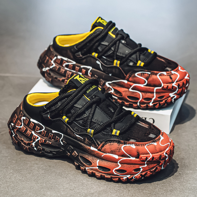 Baotou semi-soporte zapatos de papá verano para hombres nuevos zapatos exteriores personalidad adolescentes zapatos de hombre zapatos casuales de suela gruesa