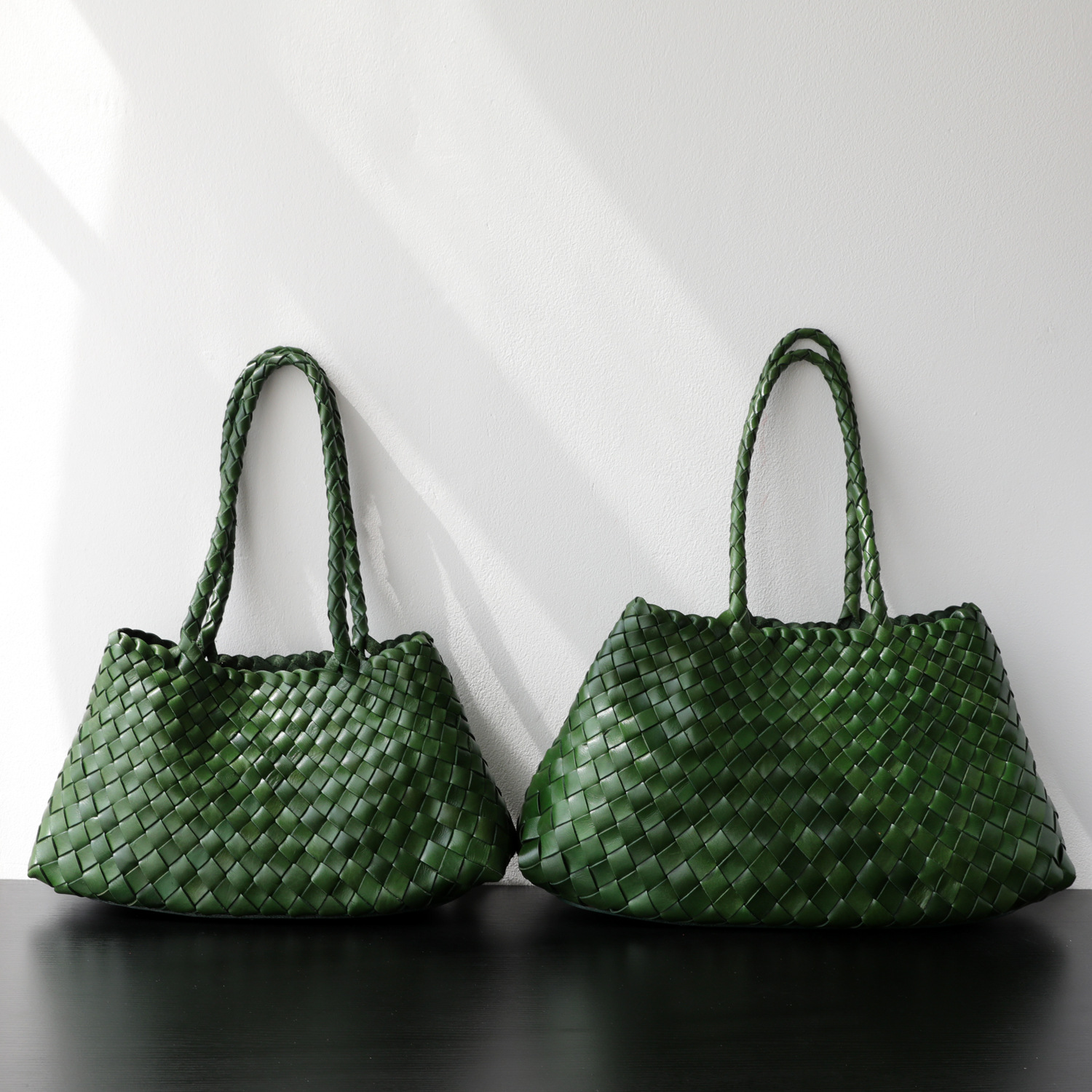 Niche Luxury Full Grain Cowhide Hand-Woven Basket Bag Retro Artistic Versatile Handbag Underarm Bag - Thumbnail 8