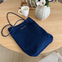 韩国新款复古刺绣牛仔帆布包大容量百搭托特包休闲文艺单肩布包