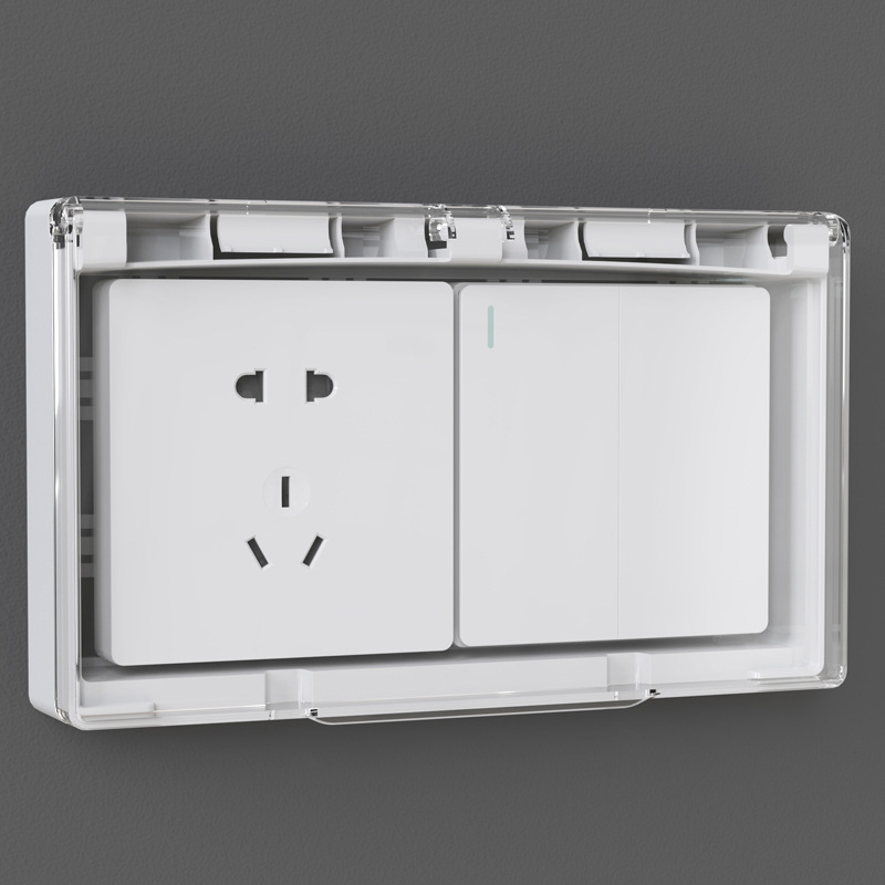 Plug-in type 86 model surface-mounted dual-position socket waterproof box, bathroom two-in-one surface-mounted switch panel protection splash-proof box