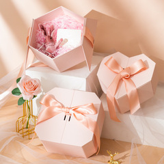 Creative Octagon Hexagon Gift Box Set for Girlfriend's Birthday Gift Packaging Box Pink Gift Box Empty Box Wholesale