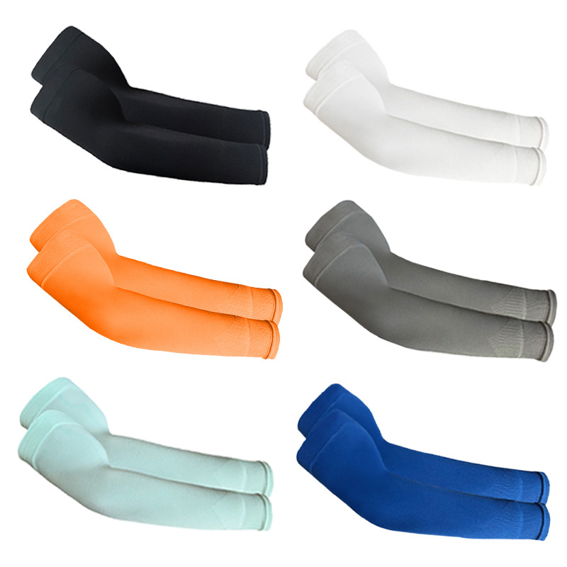 紫外線防護防曬冰袖套夏季冰絲無logo手臂套一體無縫套袖騎行護袖