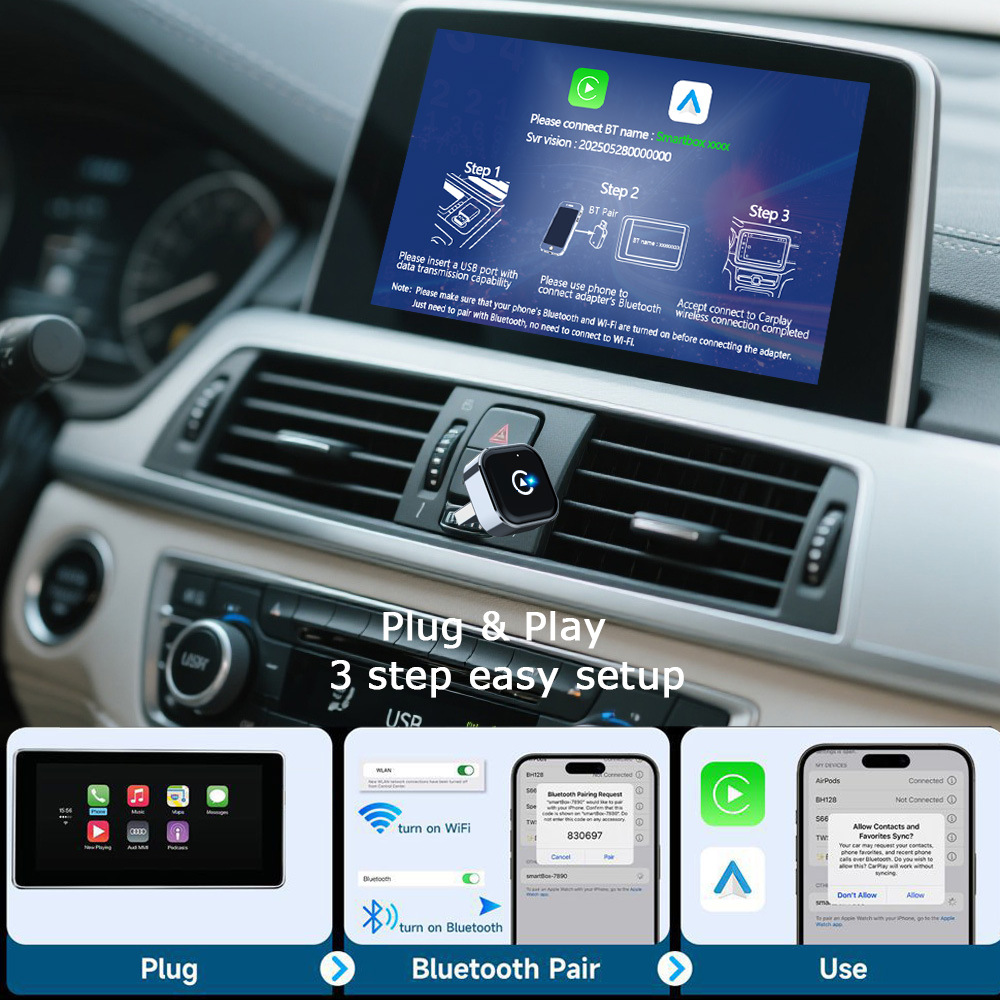 New Car Wireless Carplay Box Android Two-In-One Adapter Car Connectivity 2025 Cross-Border