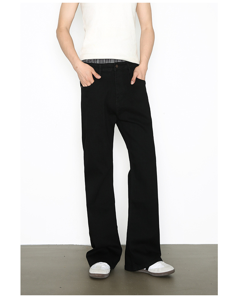 Streetwear Stretch Flare Jeans – High Waist Relaxed Fit Vintage Washed Denim Pants For Men_mkmklike.com