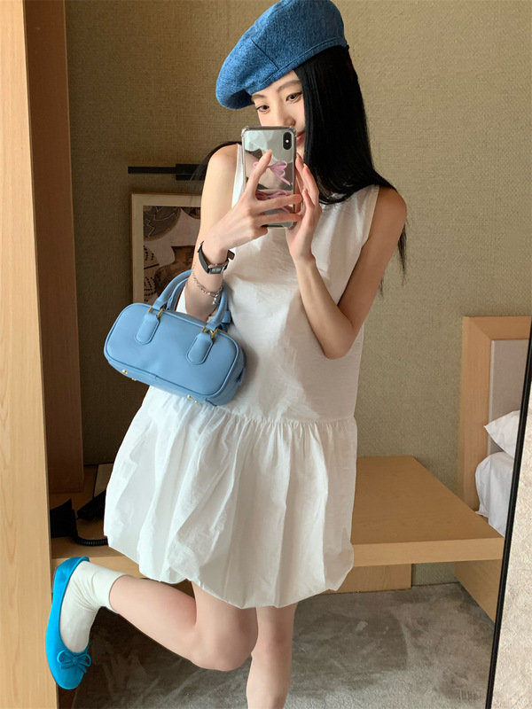 2025 New Summer Korean Style White Short Skirt Flower Bud Dress Women's Slim Sleeveless Vest Dress for Small People 2025 New Summer Korean Style White Short Skirt Flower Bud Dress Women's Slim Sleeveless Vest Dress for Small People