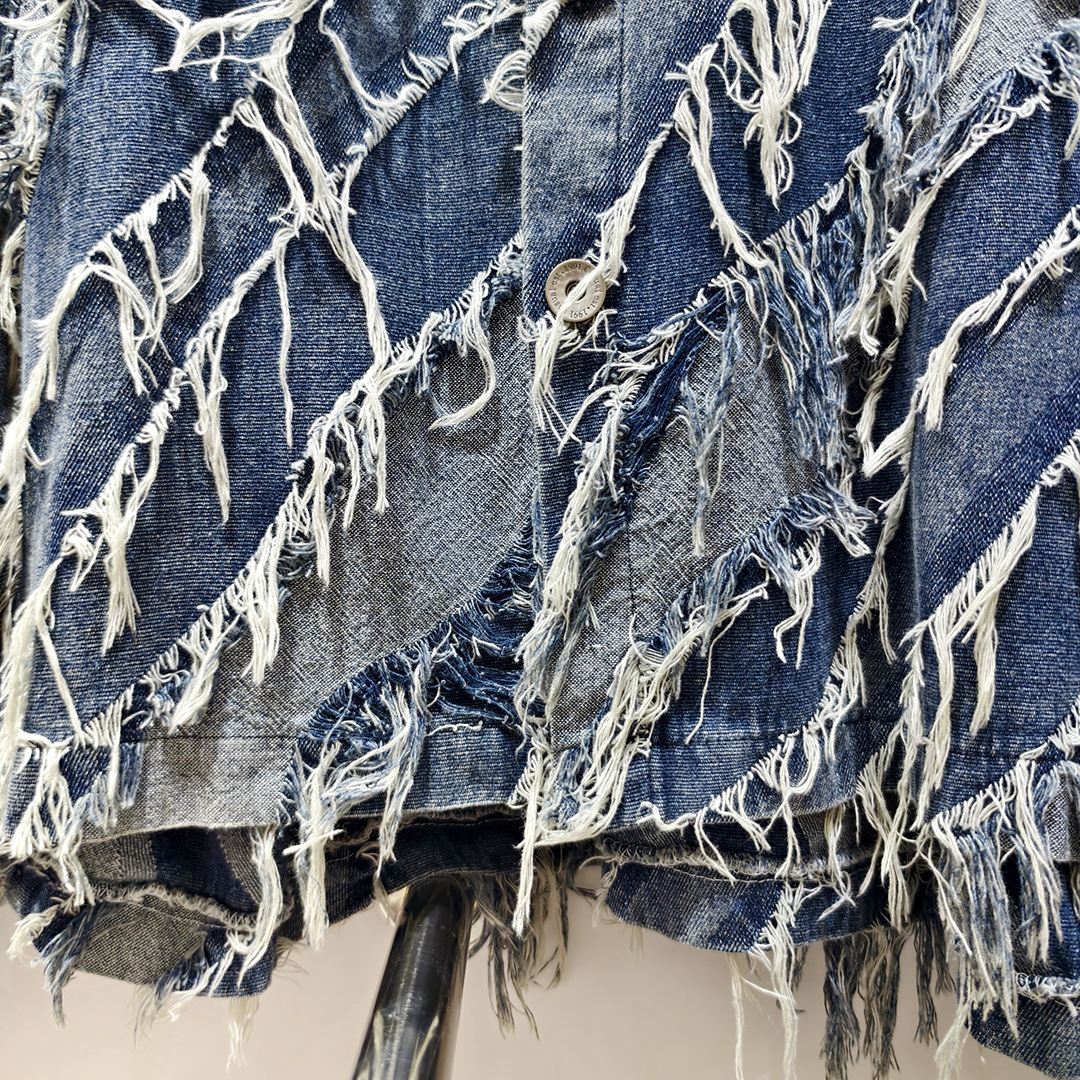 Men's Clothing Spring And Autumn New Retro Fashion Brand Loose Raw Edge Design High Street Denim Jacket Women's Jacket_voghion.com