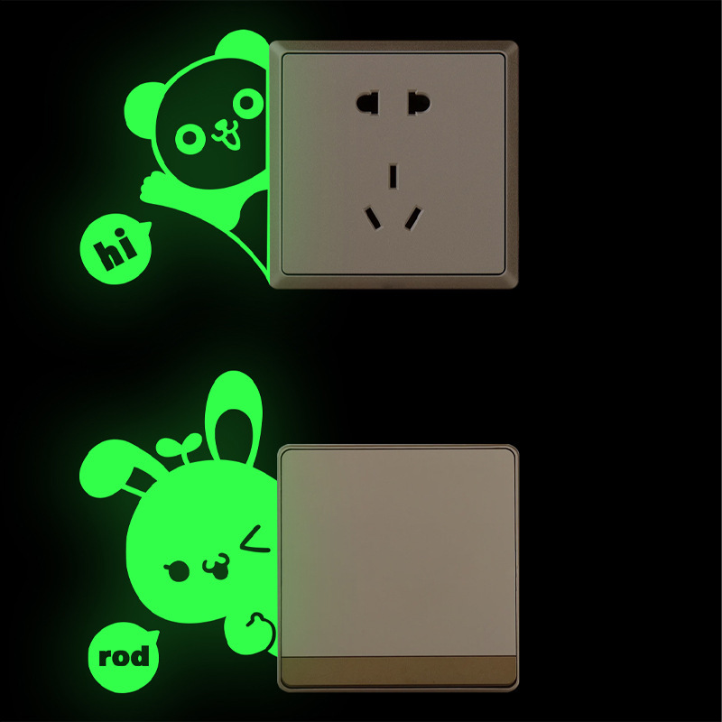 Cross-border explosions luminous carved fluorescent panda wall stickers switch decorative stickers manufacturers wholesale PVC removable Cross-border explosions luminous carved fluorescent panda wall stickers switch decorative stickers manufacturers wholesale PVC removable
