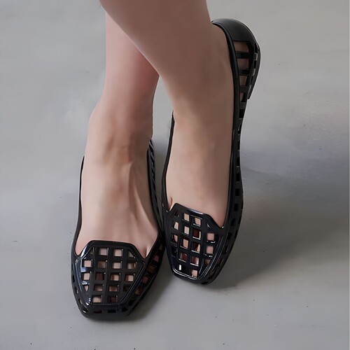 Korean jelly shoes shallow mouth single shoes crystal pvc outdoor casual square-toe sandals lazy people dance shoes