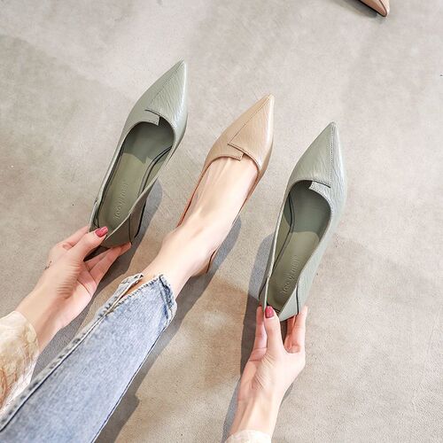 Casual Stylish Low-Heeled Slip-On Work Shoes 2025 New English Low-Heel Small Leather Shoes Pointed Toe Women's Single Shoes