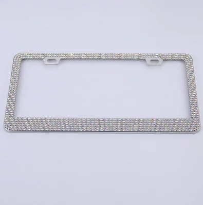 Fine Rhinestone Metal Square Hole License License plate holder/license plate holder - ab-color