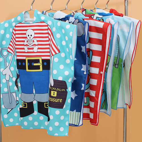Children's poncho bath towel ultra-fine fiber digital printing warm and absorbent hooded bath towel direct supply beach towel