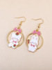 Strawberry, rabbit, metal earrings, ear clips, accessory, Korean style, with little bears, wholesale