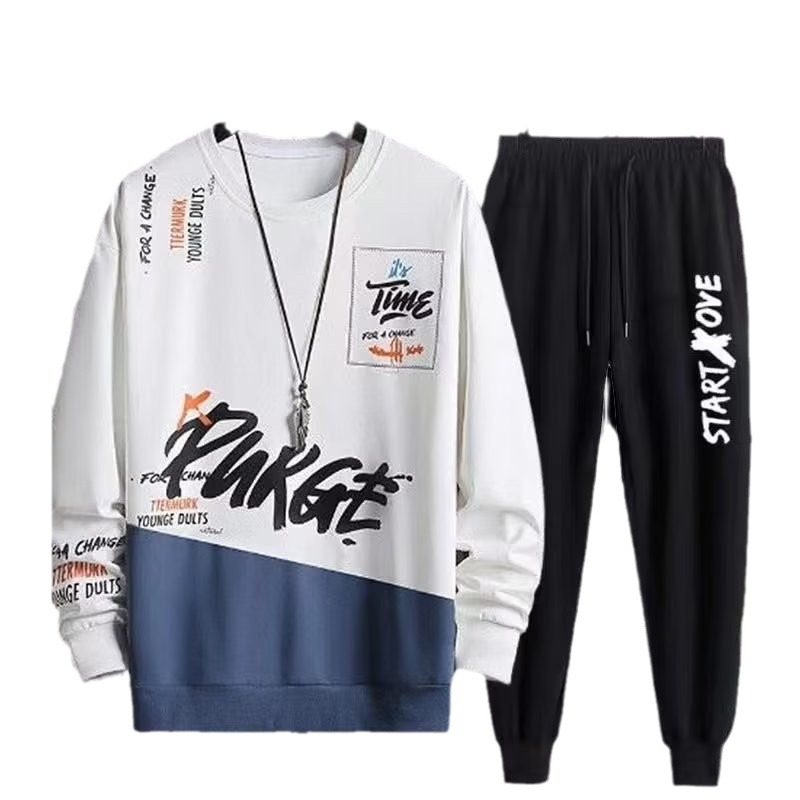 Traje deportivo de ocio primavera y otoño estilo coreano traje juvenil de los hombres de moda con un hermoso traje suelto de dos piezas