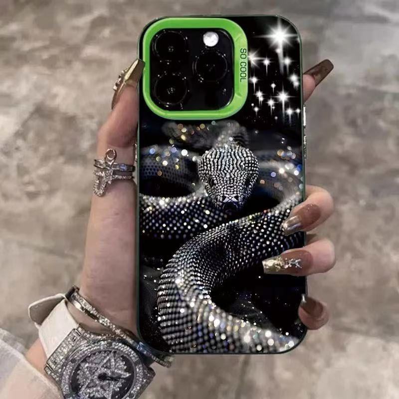 Nueva serpiente negra brillante para iPhone 16 funda para teléfono móvil Apple 15promax/14 Europa y América 13pro12 transfronterizo