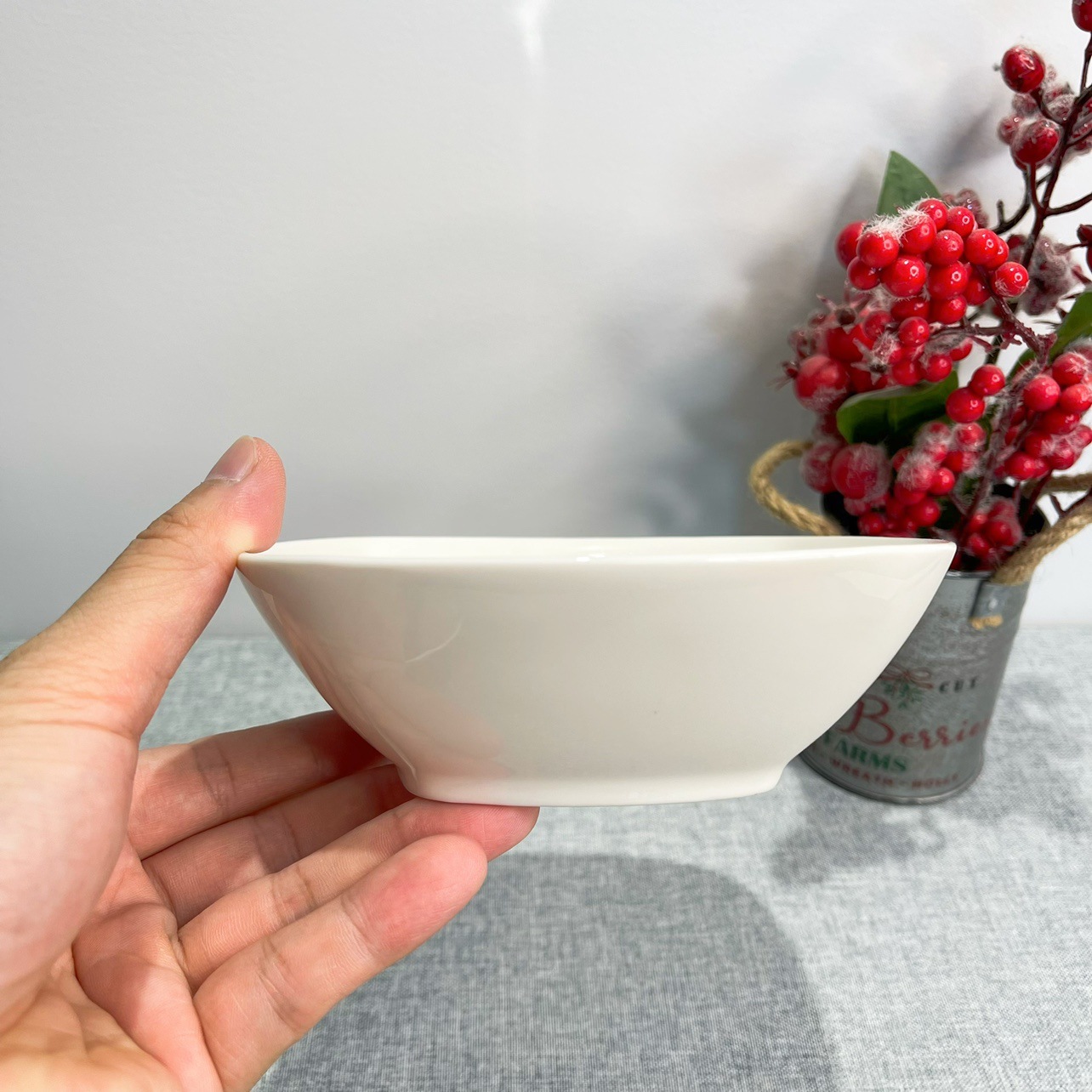 Lu Cang LZ exporta el último pedido de vajilla, serie de porcelana blanca, cuenco cuadrado de cerámica para una sola fruta