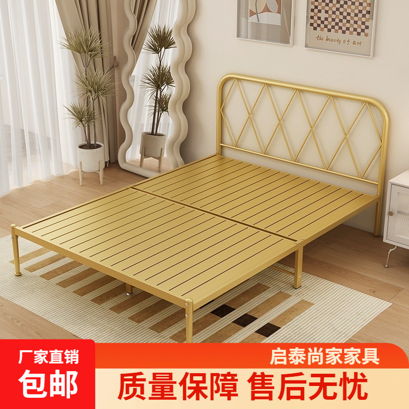 Nordic Iron Bed 1.5m Household Single Bed Simple Modern 1.8m Iron Frame Double Bed 1m Reinforced Dormitory Bed