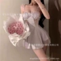 透视蕾丝木耳边少女睡衣