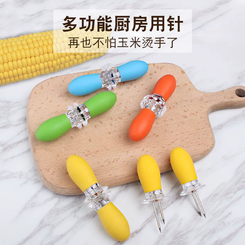 Трансграничная Нержавеющая сталь Кукуруза Кукуруза BBQ пара Фруктовая вилка для барбекю вилка барбекю вилка инструмент для термоизоляции ручка