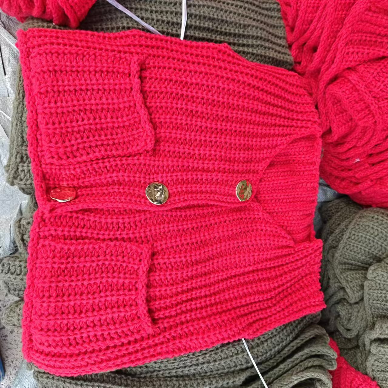 Sweater women's 2024 autumn and winter new product V-neck pocket thick needle sleeveless cardigan knitted vest women_voghion.com