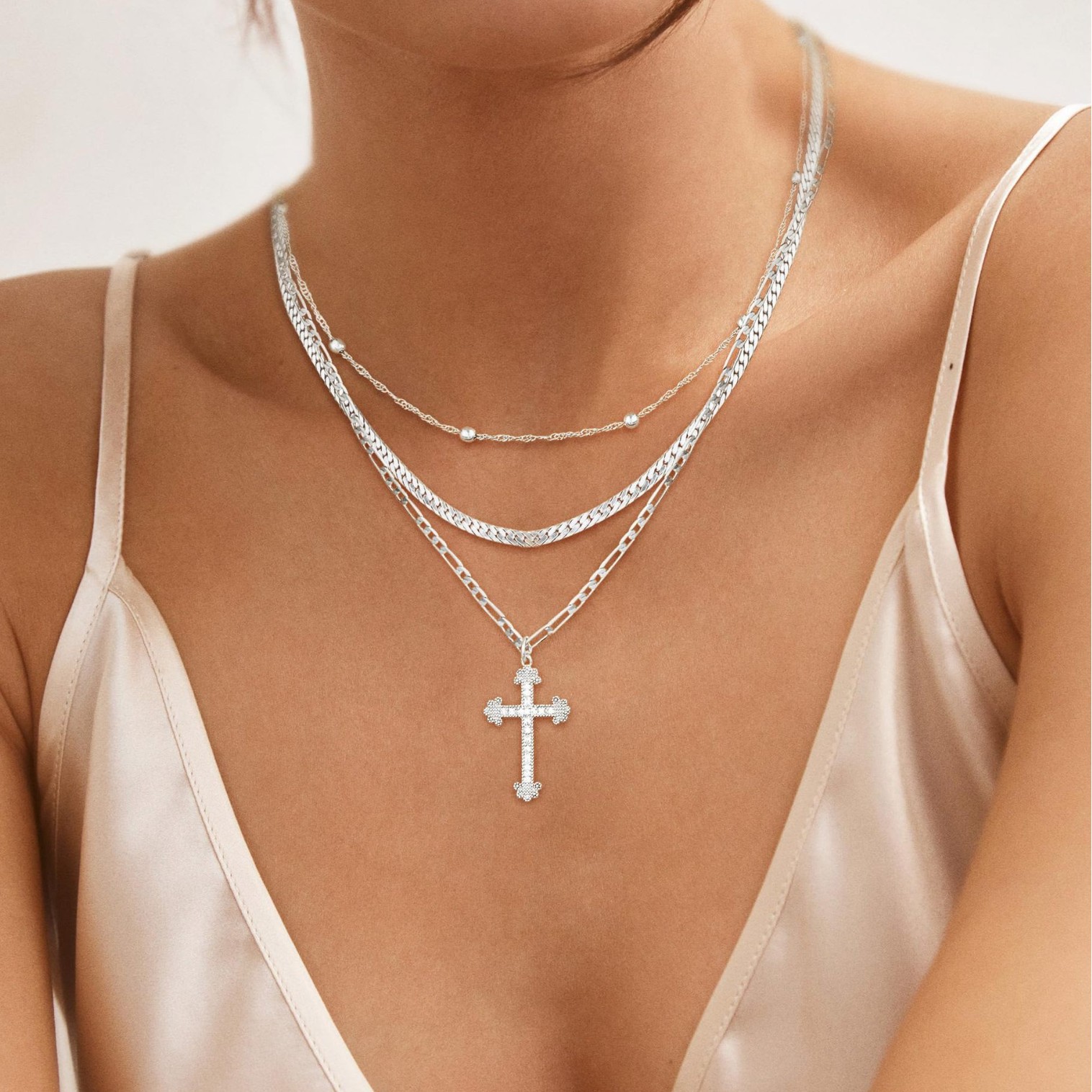 Men's Figaro Chain Necklace Layered Personalized Snake Chain_voghion.com