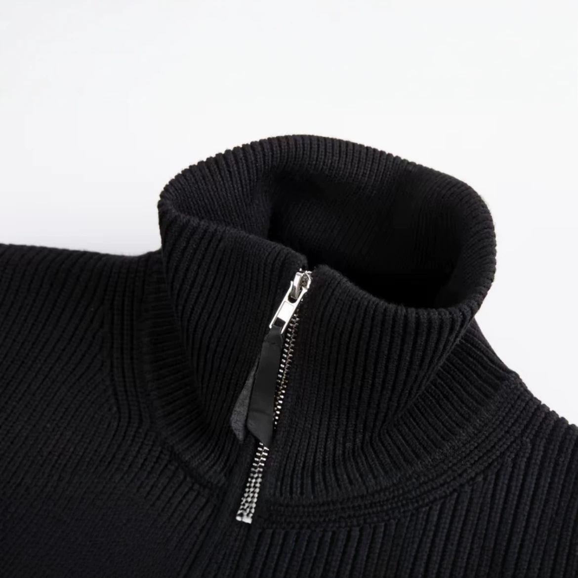 Suéter de punto grueso con doble cremallera, cárdigan informal, suéter de cuello alto para hombre, otoño e invierno, a la moda. image 5