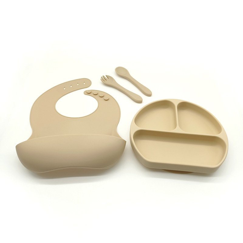 Complemento alimenticio transfronterizo para niños, plato de silicona, plato de suplemento alimenticio para bebés, plato de comida sonriente de seis piezas, vajilla para alimentación maternoinfantil al por mayor