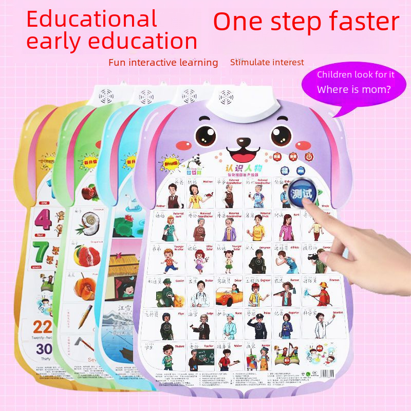 Children's cartoon baby fun sound hanging chart learning to speak, recognize characters, identify objects, early education enlightenment, speaking toys