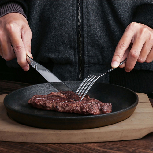 Q Imperial Knife Fork Set Cross-border Amazon Tableware Hollow Relief Stirring Spoon European-style Hotel Steak Knife Fork Spoon