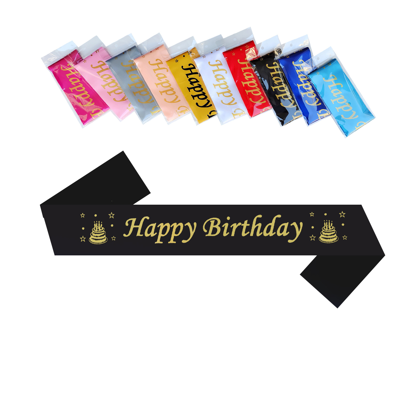 Feliz cumpleaños impresión de serigrafía inglesa correa de hombro para fotos accesorios suministros de fiesta transfronterizos varios estilos de venta transfronterizas
