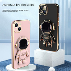 Suitable for iPhone15PROMAX electroplated astronaut bracket mobile phone case Apple 14 astronaut creative protective cover