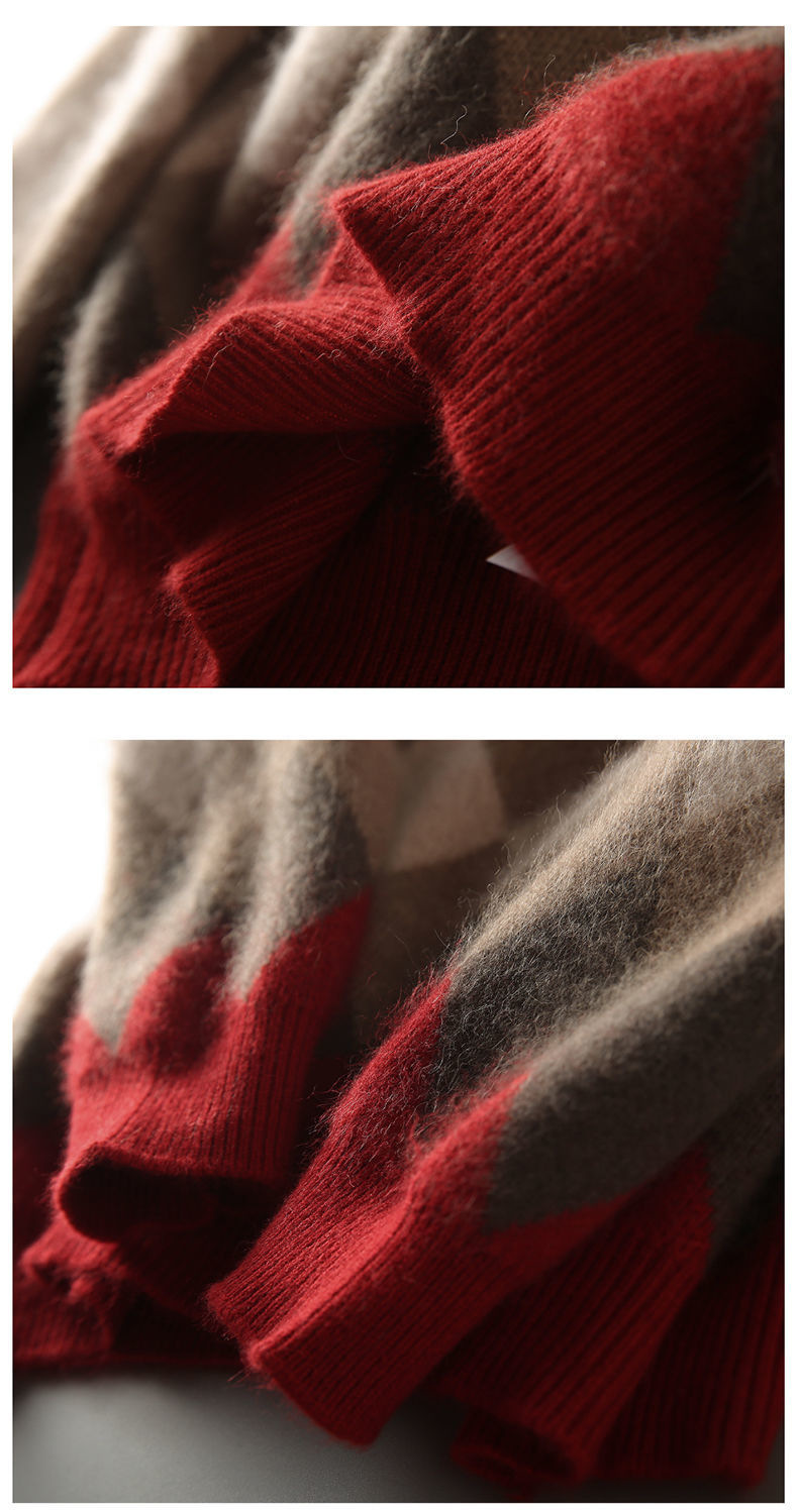 菱形提花套头毛衣女 秋冬洋气内搭针织衫潮新款圆领打底衫毛衣厚