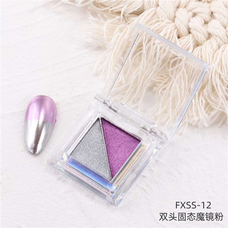 Uñas transfronterizas de dos colores sólido espejo mágico en polvo cuadrado Placa de sombra de ojos espejo de uñas de dos colores harina titanio polvo de oro