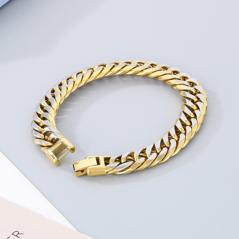 50g Weight PVD Coated Gold Plating Process 18K Real Gold Plated Plating Material Bracelets, Necklace Classification Cuban Link Chain Curb Chain Chain Type 1 Piece Quantity Daily, Party, Street Occasion 304 Stainless Steel Material Geometric Pattern All Seasons Season Men's Gender Hip-Hop, Vintage Style Style Plating Craft Wholesale Jewelry Hip-Hop Vintage Style Geometric Titanium Steel Plating Bracelets Necklace Cuban Link Chain Curb Chain 4