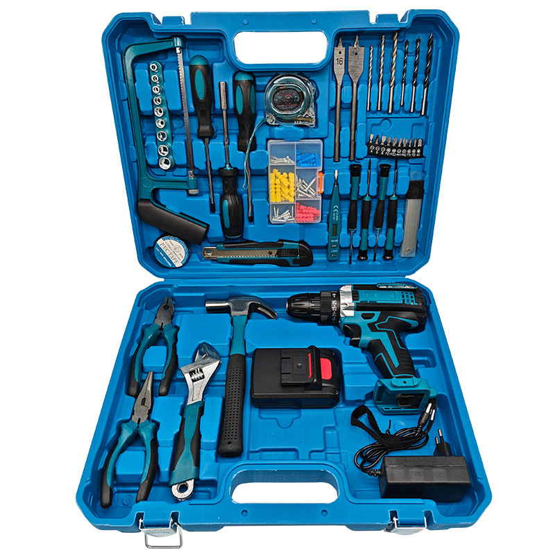 Batería de litio Taladro recargable Taladro eléctrico de litio de alta potencia Destornillador eléctrico multifuncional Taladro de pistola Juego de herramientas de batería Comercio exterior