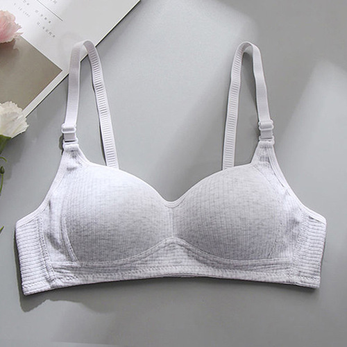 Gattoni Cotton Girls' Underwear Wire-Free Thin Student High School Bra Simple Glossy Thread Small Bra