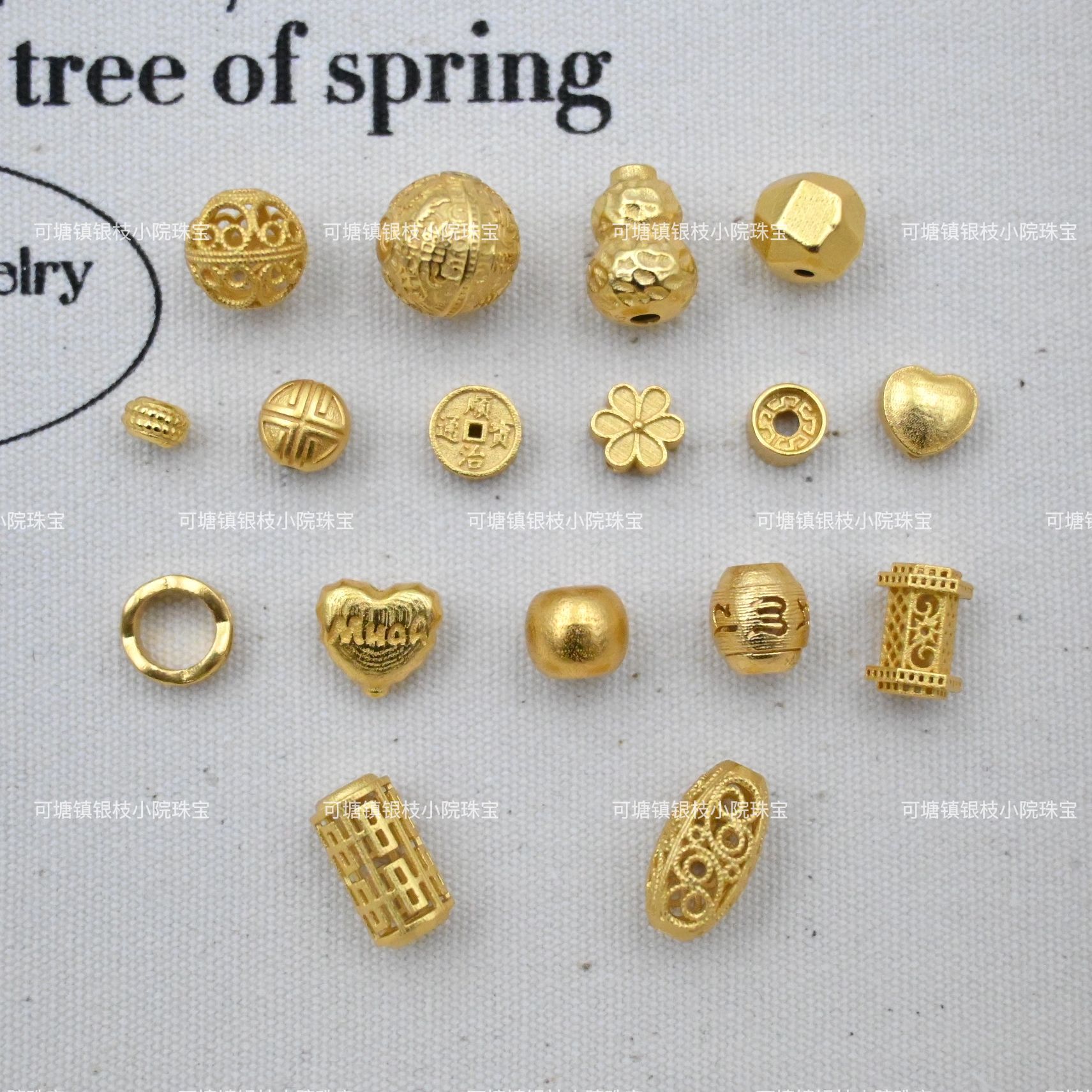 S925 Silver Ancient Fa Gold Love Gourd Through Hole DIY Accessories Bead Running Ring Bracelet Necklace Pendant Beaded Accessories
