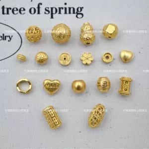 S925 Silver Ancient Fa Gold Love Gourd Through Hole DIY Accessories Bead Running Ring Bracelet Necklace Pendant Beaded Accessories