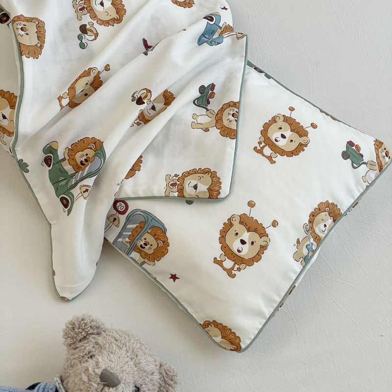 A-class bamboo fiber gauze all-cotton children's baby pillow cover 30*50, children's cartoon pure cotton pillowcase 35*55