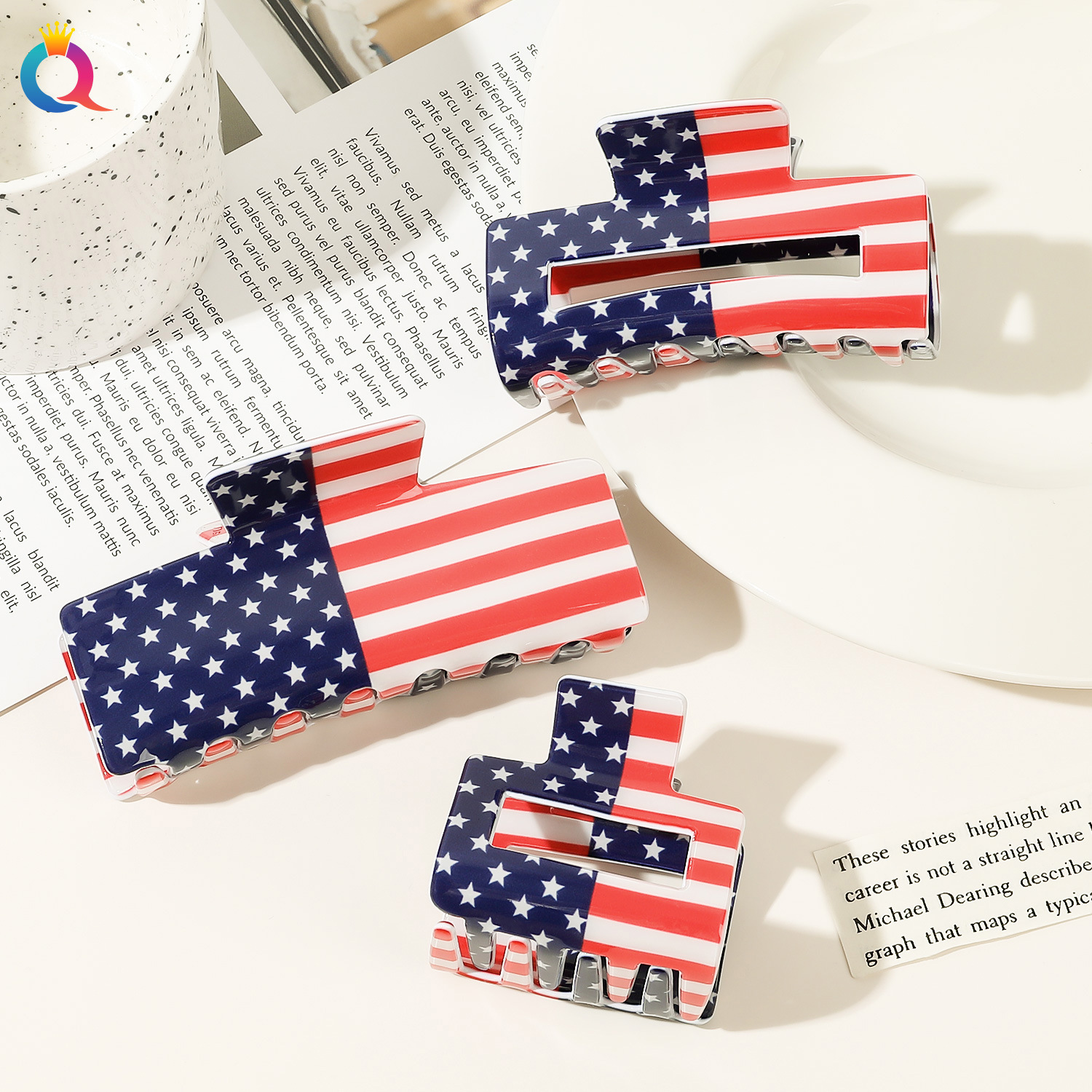 Women's Casual Simple Style National Flag Arylic Hollow Out Hair Claws display picture 5