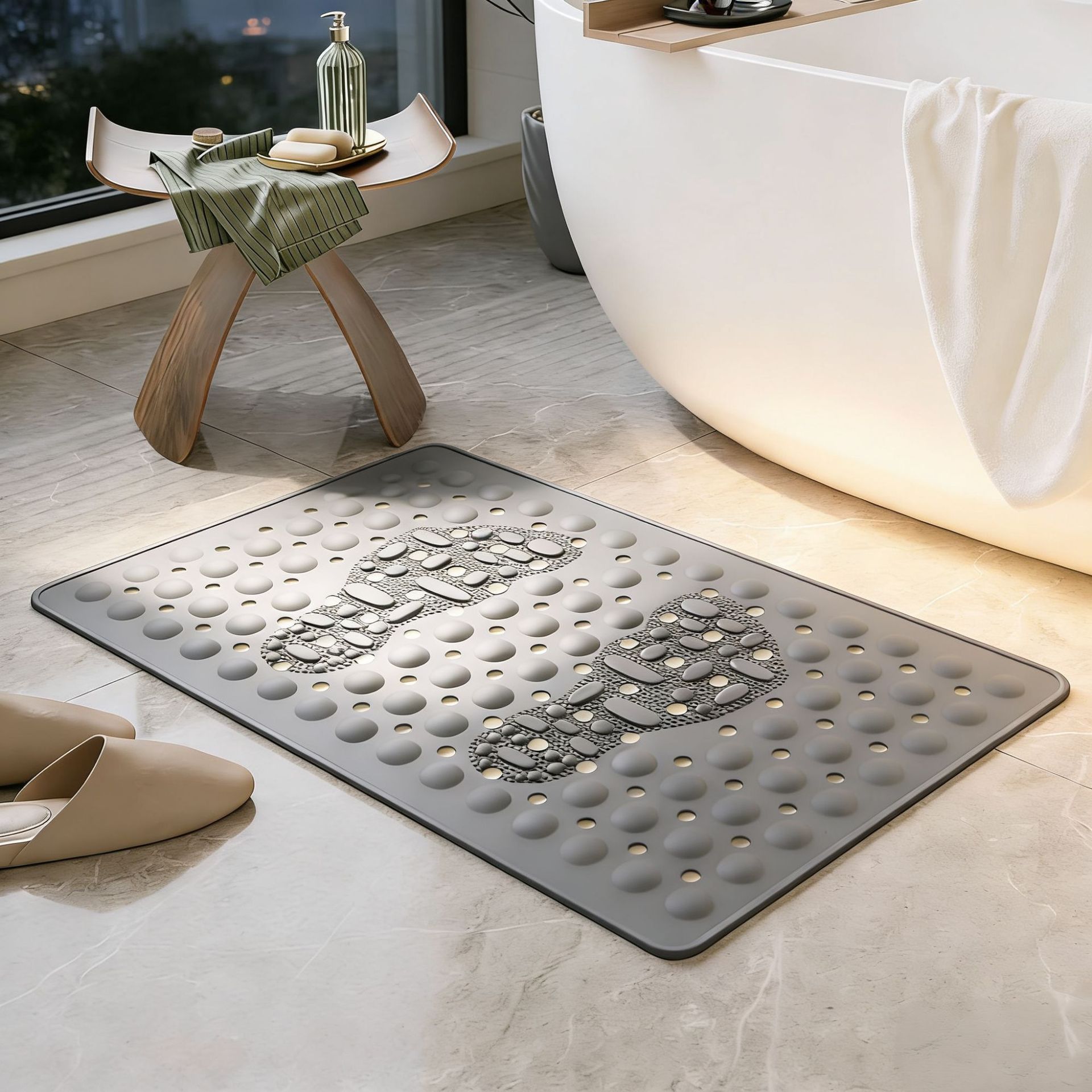 定制跨境卫生间浴室硅胶防滑垫按摩踏脚垫淋浴厕所洗澡防摔地垫