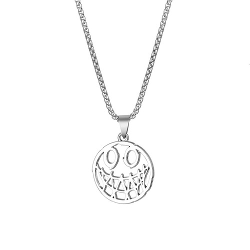Fashion Cross-Border Titanium Steel Demon Necklace Demon Smile Alloy Pendant Elegant Couple's Simple Cartoon Pendant