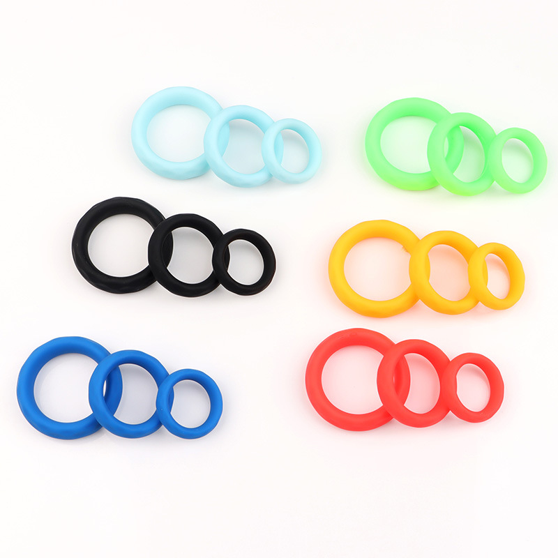 Men’s Silicone Triple-Ring Set, Non-Vibrating Cock Ring, Stretchy Slip-on Design — detail image 5