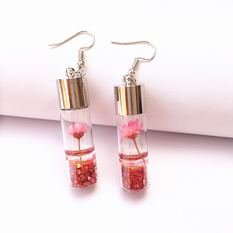 Glass Material 1 Pair Sweet Flower Glass Women's Drop Earrings