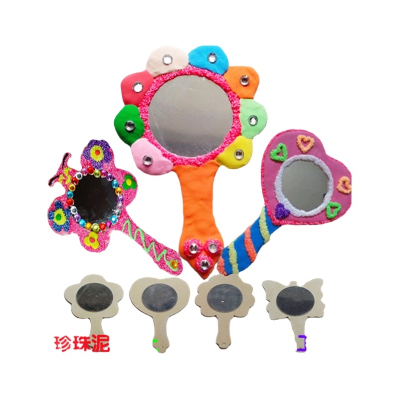 Madera pequeño espejo blanco embrión hecho a mano DIY molde de madera copo de nieve barro ultra-luz espejo hecho a mano