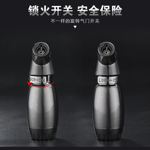 BK851 Bends Olive Straight Shot Gas Lighter Lock Flame Blue Flame Metal Windproof Lighter Cross-border