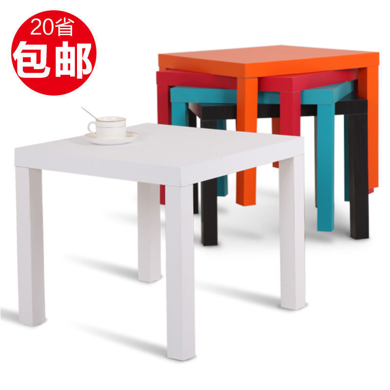Mesa cuadrada pequeña, mesa lateral, mesa de té moderna simple, estante de supermercado de estilo económico