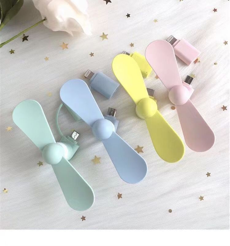 抖音同款马卡龙手机小风扇苹果安卓type-c二合一便携静音迷你风扇