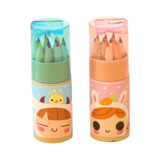 Mini boys and girls 12 colored pencils Korean gift creative cartoon with pencil sharpener kindergarten gift