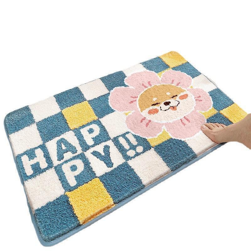 Cartoon imita alfombra de cachemira inodoro absorción de agua alfombra antideslizante en el hogar fábrica de alfombra de absorción de agua al por mayor