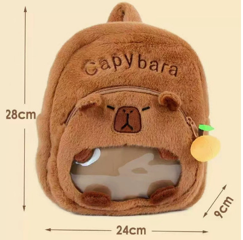 2024 nueva mochila de carpincho de felpa Kapibala linda bolsa de piel de todo fósforo mochila de estudiante de dibujos animados femenina